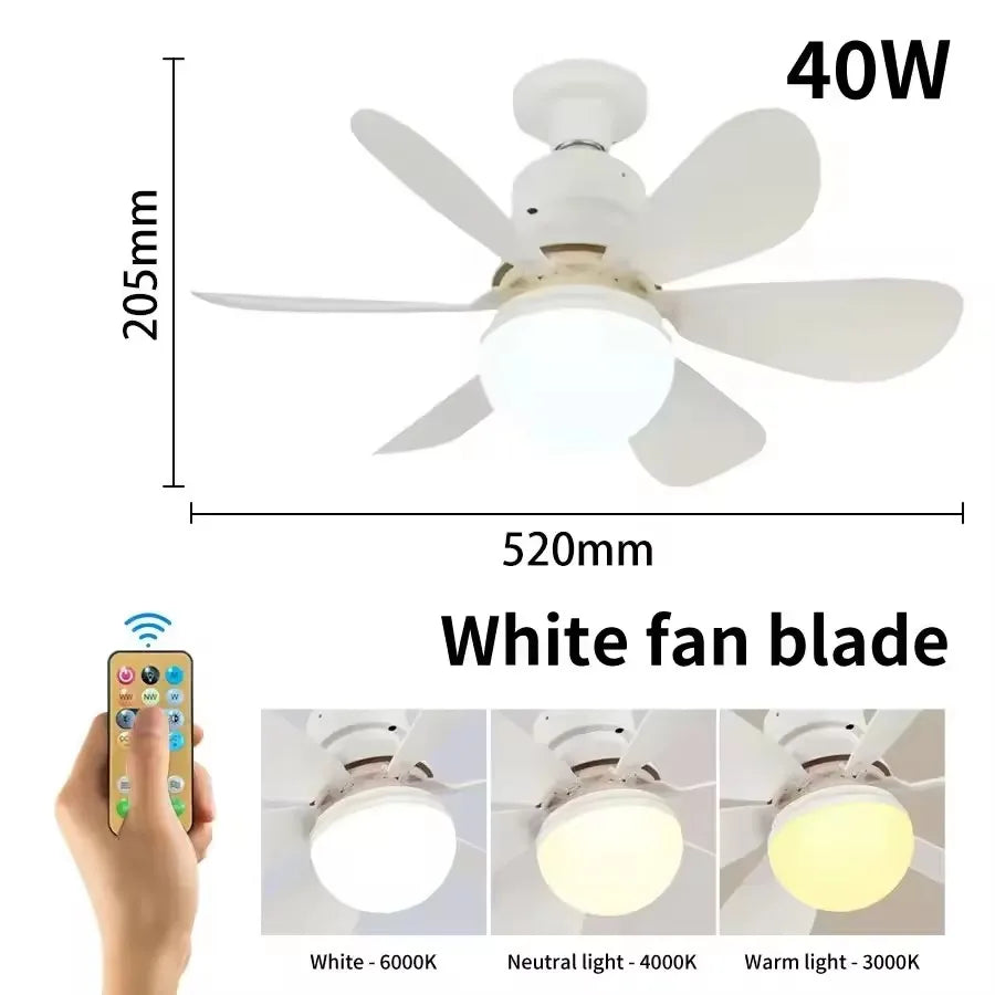 Ceiling Fan With Led Light + Remote Control